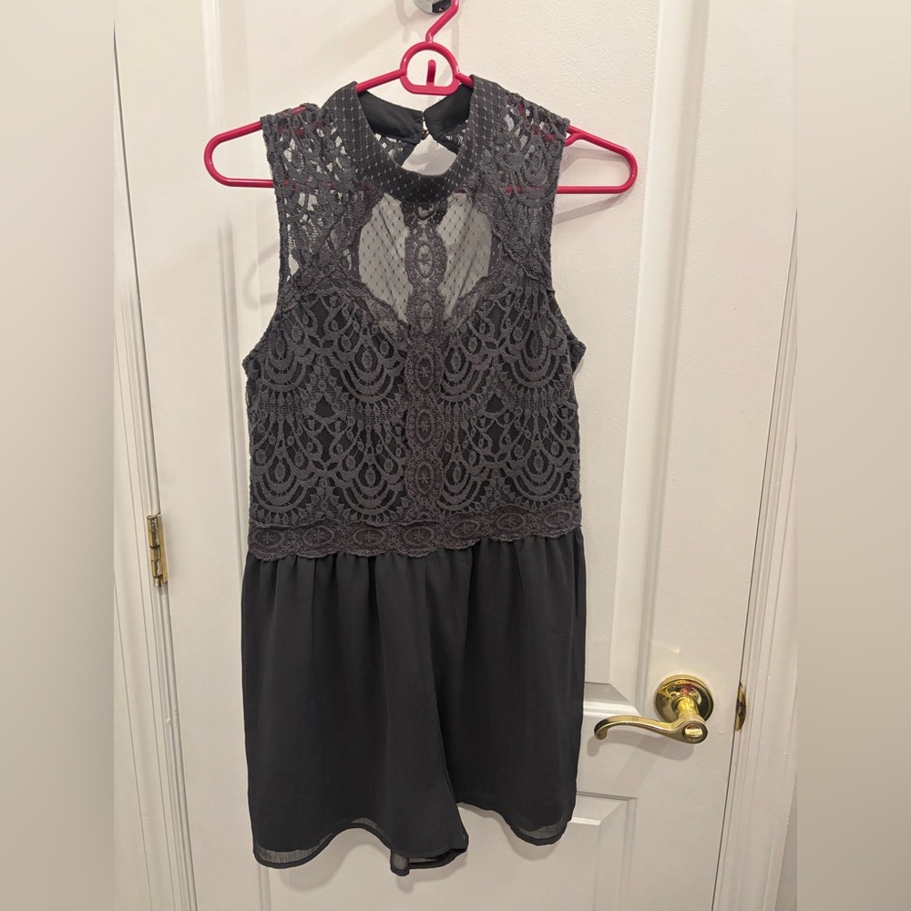 Grey Lace Romper